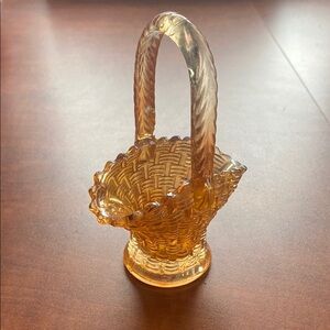 Peach Glass Basket Decorative Home Art